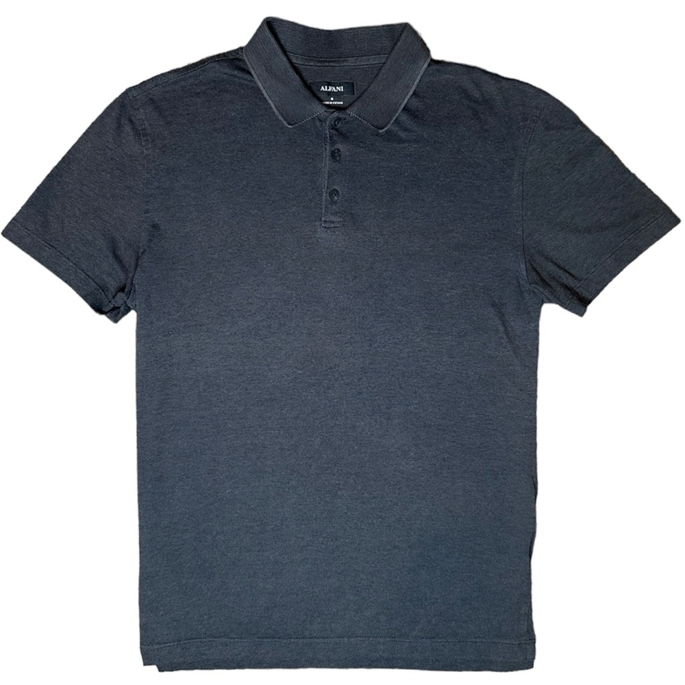 Alfani Men's Black Polo Shirt Short Sleeve Cotton Collared Casual Size Medium